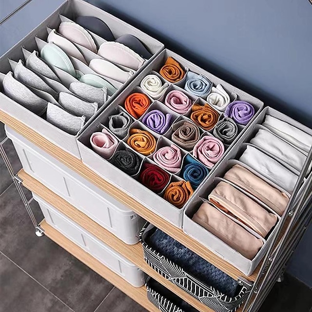  3pcs/Set Underwear Storage Box, Fabric Home Drawer Type Underwear & Socks Organizer Box, No Lid Compartment Storage Box