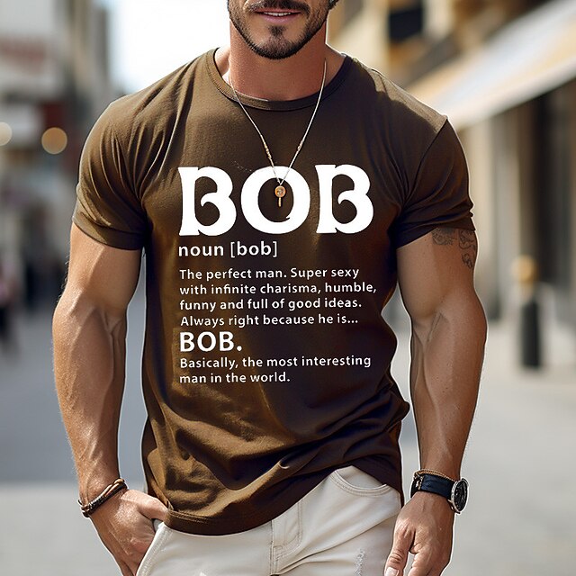 Men's Graphic Letter T Shirt Short Sleeve T shirt 3D Print Crew Neck Shirt Vintage Fashion Designer Outdoor Daily Sports Black Brown Army Green Spring & Summer Clothing Apparel S M L XL 2XL 3XL4