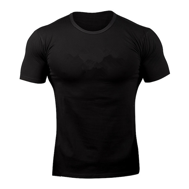  Men's Compression Shirt Running Shirt Short Sleeve Tee Tshirt Athletic Spandex Breathable Quick Dry Soft Gym Workout Running Active Training Sportswear Activewear Solid Colored Black