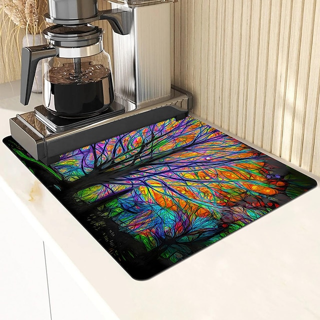  køkken afløbsmåtte tørmåtte husholdningsvaskebord absorberende måtte skridsikker pude coaster