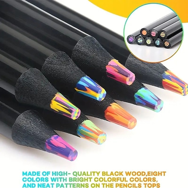  8 Colours Rainbow Pencils Jumbo Colouring Pencils For Adults And Children Multi-Coloured Pencils For Art Drawing Colouring Sketching