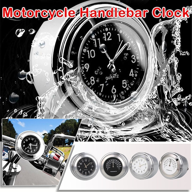  Motorcycle Waterproof Handlebar Mount Dial Clock/Thermometer