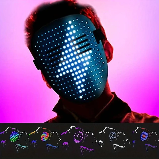 Halloween LED Mask Gesture Light Mask Change Face Induction Party Performance Atmosphere Props 15