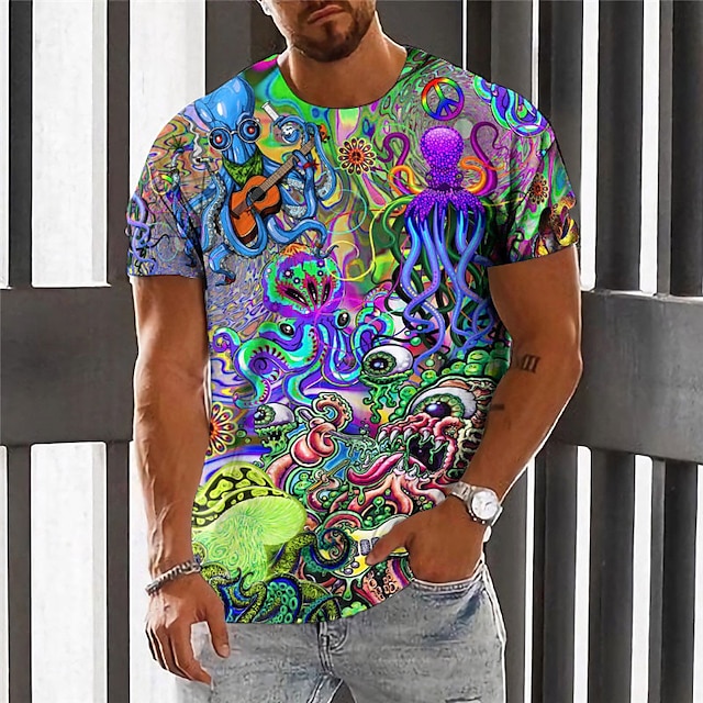  Bărbați Tricou Grafic Ciupercă Monstru Stil Nautic Îmbrăcăminte Tipărire 3D În aer liber Zilnic Manșon scurt Imprimeu Epocă Modă Designer