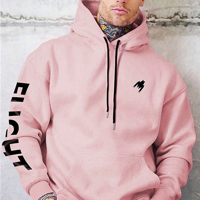  Men's Pullover Hoodie Sweatshirt Pink Hooded Letter Graphic Prints Print Daily Sports 3D Print Streetwear Designer Basic Spring &  Fall Clothing Apparel Hoodies Sweatshirts  Long Sleeve