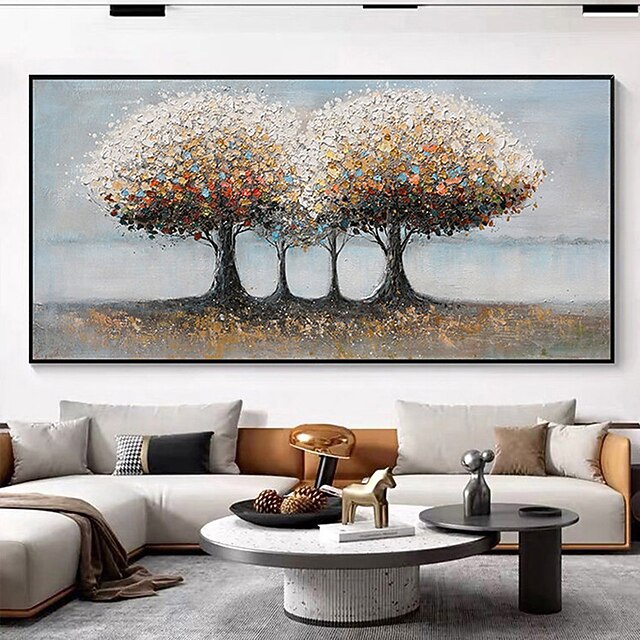 Mintura Handmade Abstract Tree Flower Oil Paintings On Canvas Wall Art ...