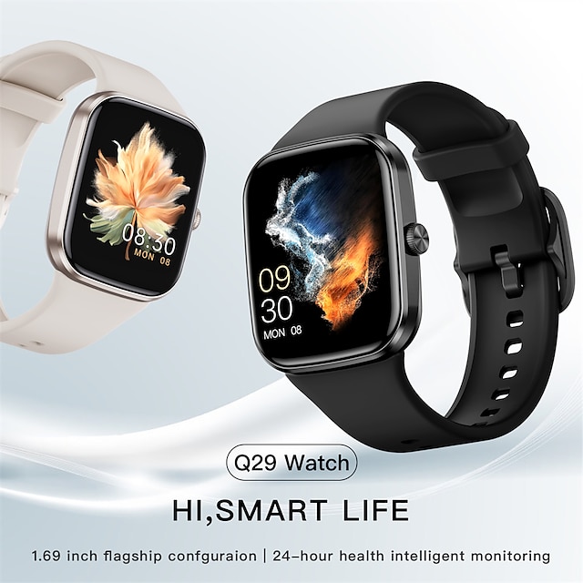  iPS Q29 Reloj inteligente 1.69 pulgada Smartwatch Reloj elegante Bluetooth Podómetro Recordatorio de Llamadas Seguimiento de Actividad Compatible con Android iOS Mujer Hombre Larga espera Impermeable