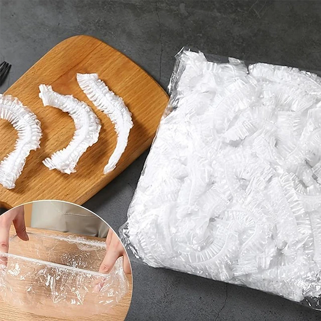 100pcs Disposable Plastic Wrap Cover Large Disposable Food Cover ...
