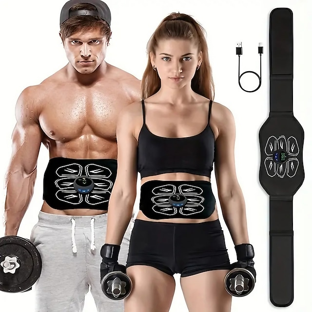 EMS Abdominal Muscle Toner Ab Toning Belt Abs Trainer Fitness Training Gear Weight Loss Training Gym Workout Machine For Men Women