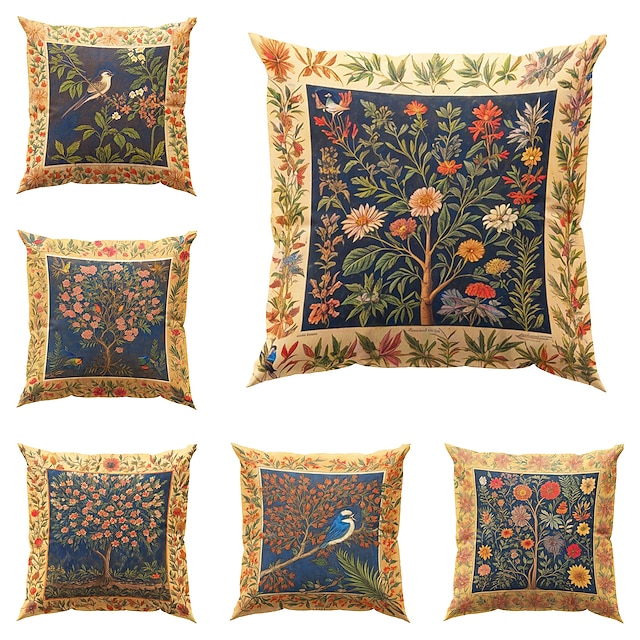  Vintage Double Side Pillow Cover 1PC Tree of Life Soft Decorative Square Cushion Case Pillowcase for Bedroom Livingroom Sofa Couch Chair