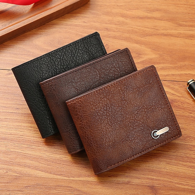  Men's Women's Wallet Credit Card Holder Wallet PU Leather Shopping Daily Buttons Large Capacity Waterproof Durable Solid Color Black Brown Coffee
