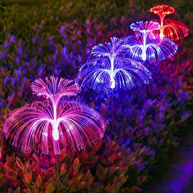 солнечные фонари на открытом воздухе новые модернизированные солнечные медузы свет водонепроницаемые цветные меняющиеся солнечные цветы садовые фонари для дорожки патио двор палуба дорожка
