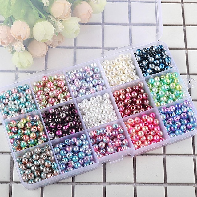  Round Imitation Pearl Acrylic Beads No Hole Undrilled Charms for DIY Jewellery Craft Making Home Decoration Assorted Size
