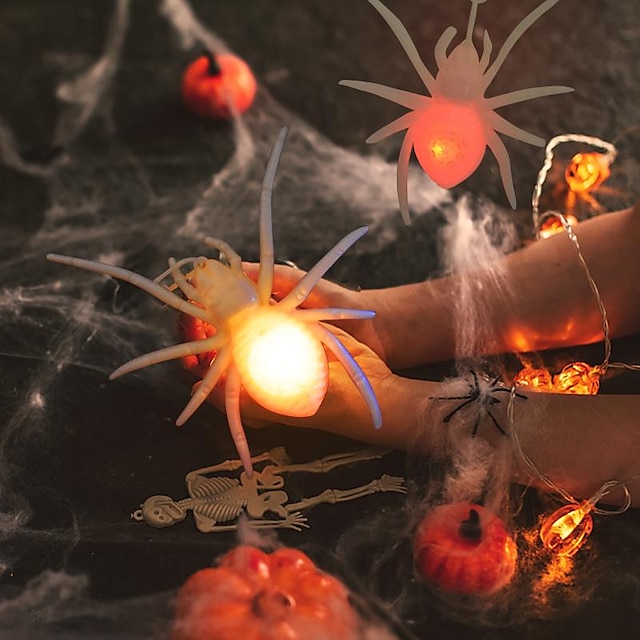  Halloween pająk żyrandol led lampka nocna świecące fałszywy pająk dekoracja ścienna kryty odkryty nawiedzony rekwizyty strona dekoracji