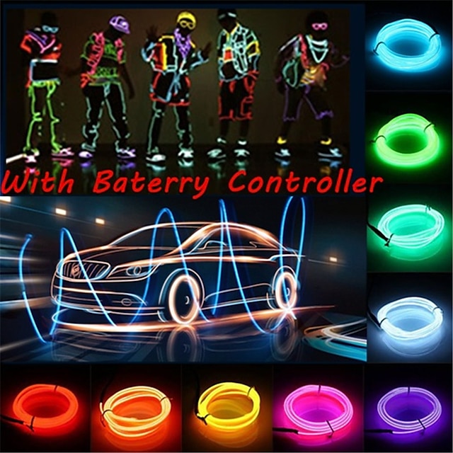  1M/2M/3M/5M LED EL Wire Stage Lights Glow Light Strip Flexible Neon for Party Christmas