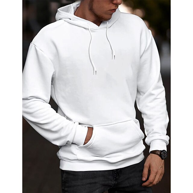 Men's Hoodie White Hooded Plain Sports & Outdoor Daily Holiday Streetwear Cool Casual Spring &  Fall Clothing Apparel Hoodies Sweatshirts2