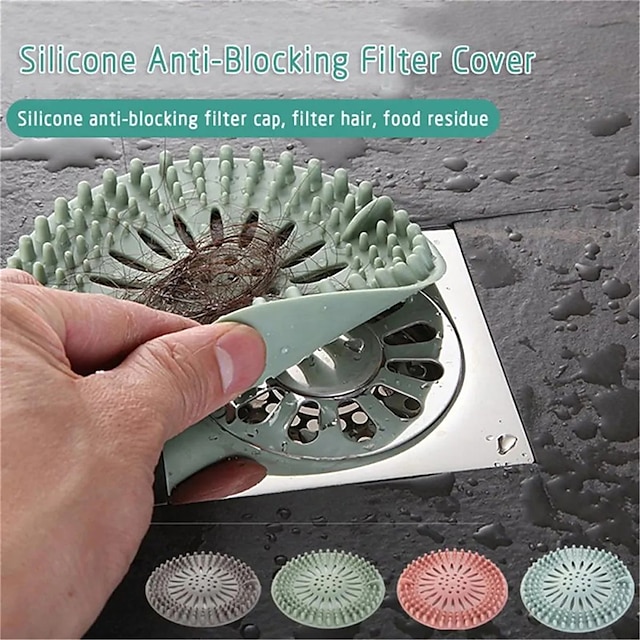  6PCS  Circular Silicon Sink Filter Sewer Anti-clogging Floor Drain Strainer Sewer Outfall Hair Stopper Catcher for Bathroom Kitchen