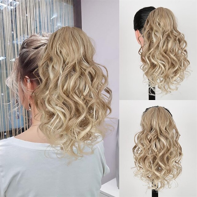 Highlight Claw Ponytail Extension 14inch Short Natural Looking Curly ...