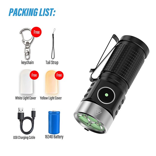  High power Led Flashlights MINI Camping Torch With Lampshade And 3 High brightness P50 wicks Suitable for Outdoor Adventures