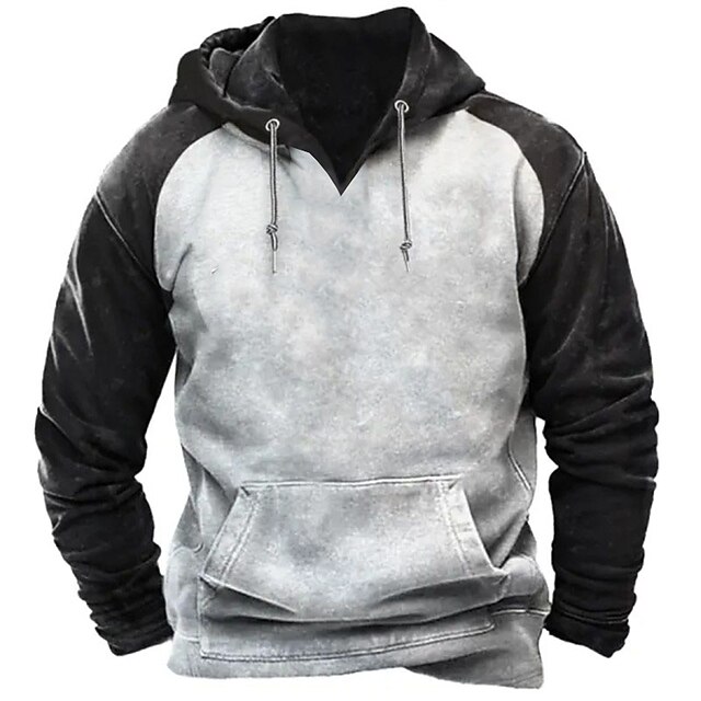  Herr Huvtröja Marinblå Grön Grå Huva Färgblock Sport & Utomhus Dagligen Helgdag Streetwear Häftig Ledigt Vår & Höst Kläder Pull Tröjor Långärmad
