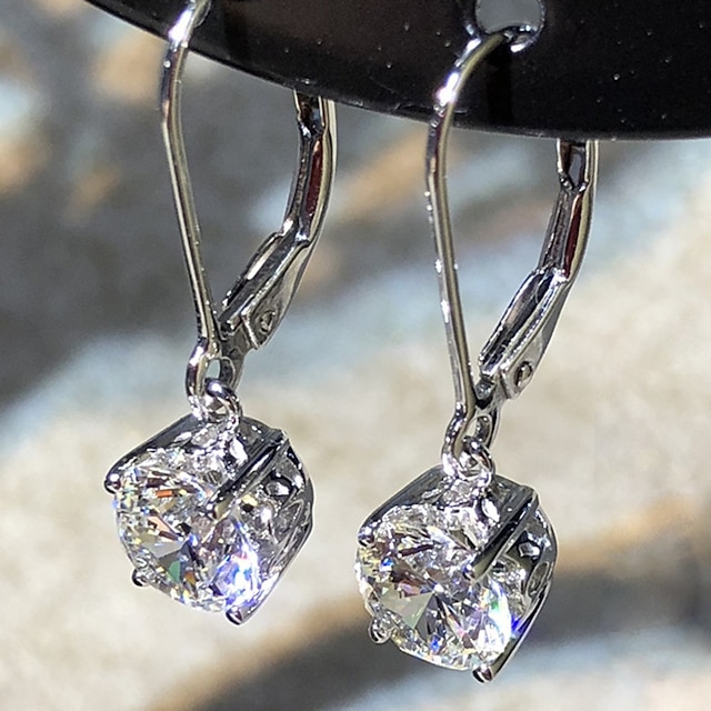  Pentru femei Transparent Diamant sintetic Cercei Picătură Clasic Prețios Stilat Simplu cercei Bijuterii Argintiu Pentru Nuntă Petrecere 1 pereche