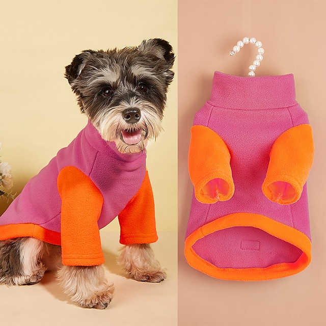  hundeklær genser skjøtet kontrastfarge hundetopp søt teddy fadou liten hundermet høy krage