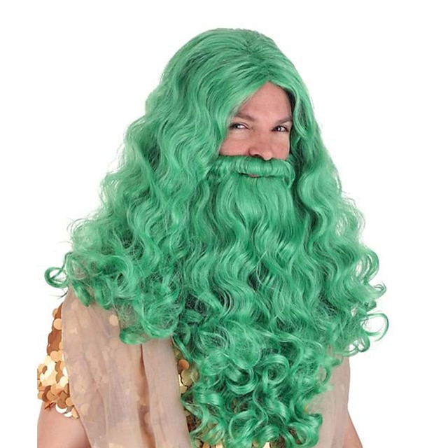  Peluca de lujo para adultos del rey Neptuno, pelucas para fiesta de cosplay de halloween