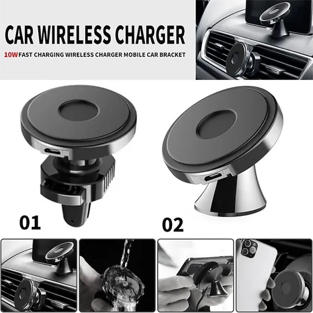  Car Qi Wireless Charger Holder Magnetic Phone Stand for iPhone Samsung Android