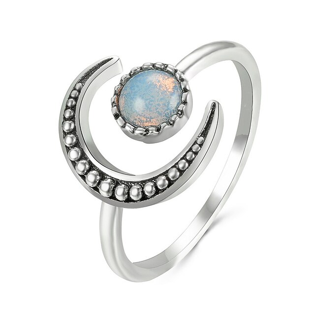 1PC Ring Adjustable Opening For Women's Alloy Retro Moon Daily 10