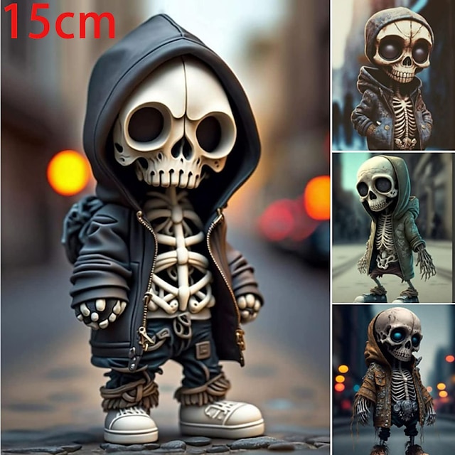  1pc Acrylic Halloween Skeleton DollModel Can Be CollectedFunny Holiday Decoration GiftsGnome Statue Zombie Gnome Statue Fantastic Ornaments Skull For Home Office Room Decor Birthday HalloweenInd