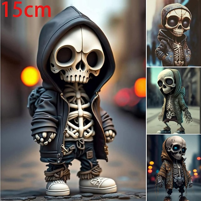  1 stk akryl halloween skelet dukkemodel kan samles sjov ferie dekoration gaver gnome statue zombie gnome statue fantastiske ornamenter kranium til hjemmekontor værelse indretning fødselsdag