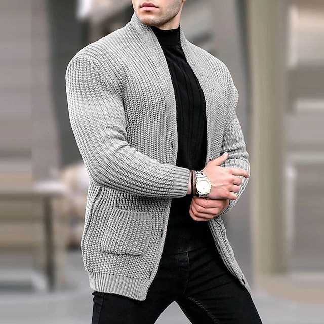 Male Sweater Cropped Knitted Knit Long Knitted Solid / Plain Color Y ...