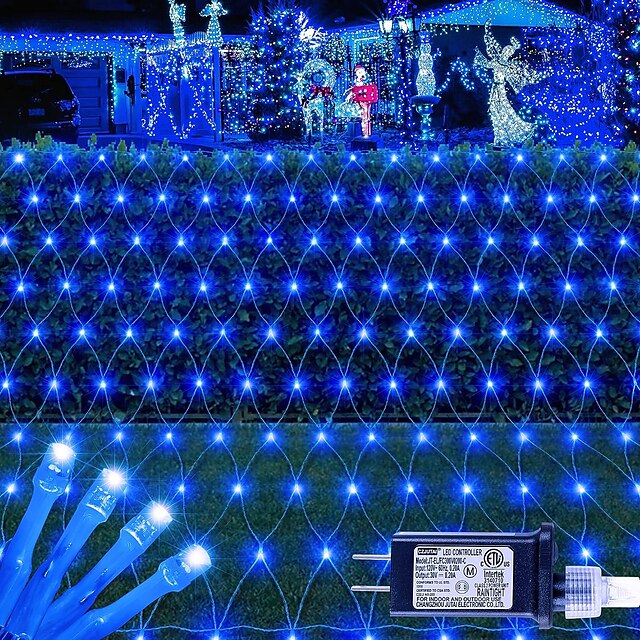  3*2m 192 LEDネットライト屋外メッシュライト、茂み用8モードネットライトプラグイン、防水クリスマスハロウィンデコレーションネットストリングライト茂み天井結婚式屋内屋外用(9.8フィート x 6.6フィート)