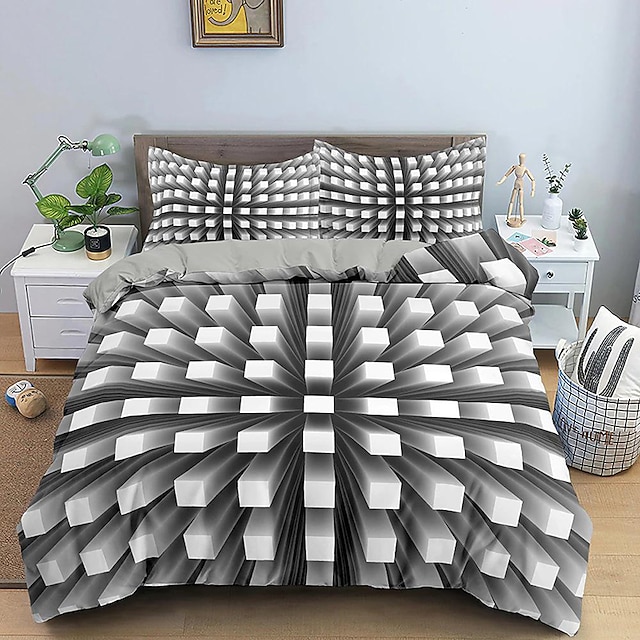  3d sengetøj hvirvelprint print dynebetræk sengesæt dynebetræk med 1 print print dynebetræk eller betræk，2 pudebetræk til dobbelt/dronning/konge