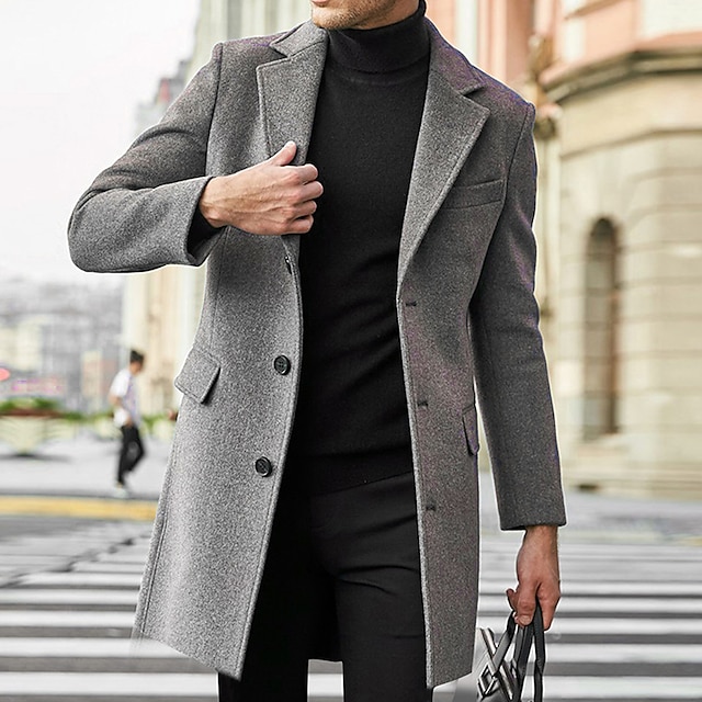 Men's Winter Coat Overcoat Trench Coat Office & Career Daily Wear ...