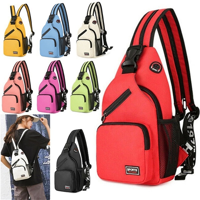  Men's Women's Shoulder Bag Chest Bag Oxford Cloth Shopping Daily Zipper Adjustable Large Capacity Waterproof Color Block Black White Yellow