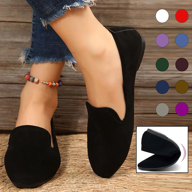 Women's Foldable Suede Slip-On Loafers with Scalloped Design - Lightweight and Comfortable Flats for Everyday Wear 30