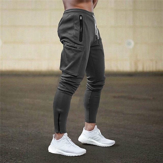 Men's Sweatpants Joggers Trousers Zipper Drawstring Elastic Waist Color ...