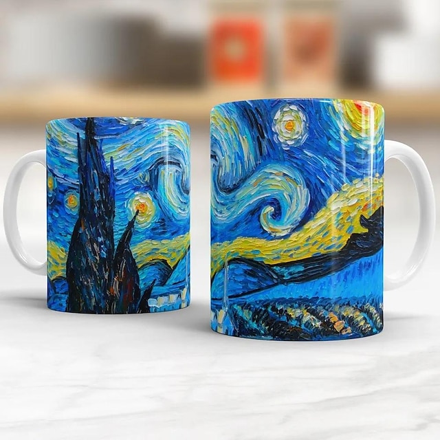  Keramický hrnek van gogh s hvězdnou noční hvězdou - perfektní dárek pro přátele, kancelářský hrnek na vodu, domácí hrnek na mléko