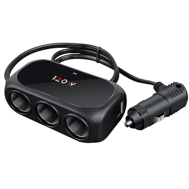  3 כיווני 2 שקע usb מטען 12v מצית לרכב מפצל רב שקע led מתאם מטען מהיר לרכב