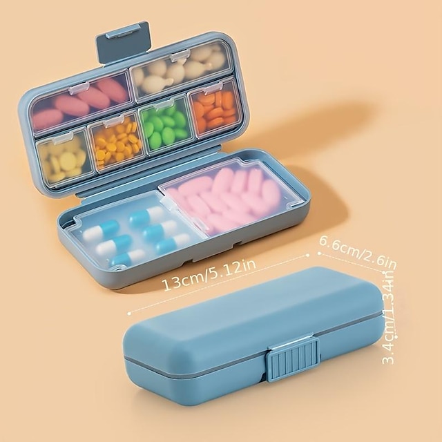  1 cutie portabilă de depozitare sigilată pentru pastile, cutie portabilă pentru mini-pastile cu compartiment, cutie pentru pastile de călătorie, recipient pentru medicamente