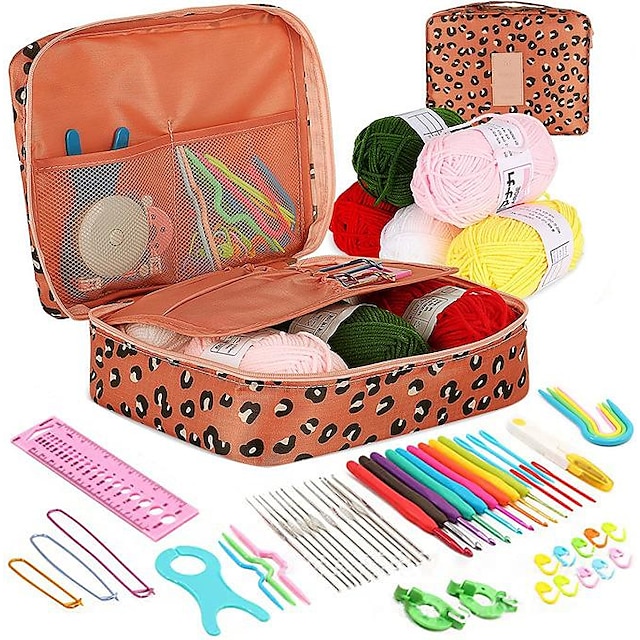 58PCS Crochet Kit Beginners Crochet Set with Crochet Yarn, Portable ...