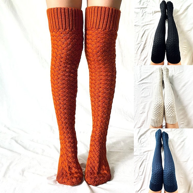 Women's Stockings Home Daily Solid Color Polyester Knit Casual Warm Casual / Daily 1 Pair