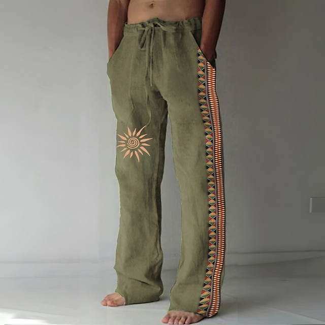 Men's Trousers Summer Pants Beach Pants Drawstring Elastic Waist 3D ...
