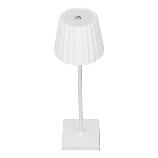  Cordless Table Lamp Eye Protection Aluminum Touch Stepless Dimming Pleated Lampshades Non Slip LED Dimmable Table Lamp with USB Charging Cable for Dining Room