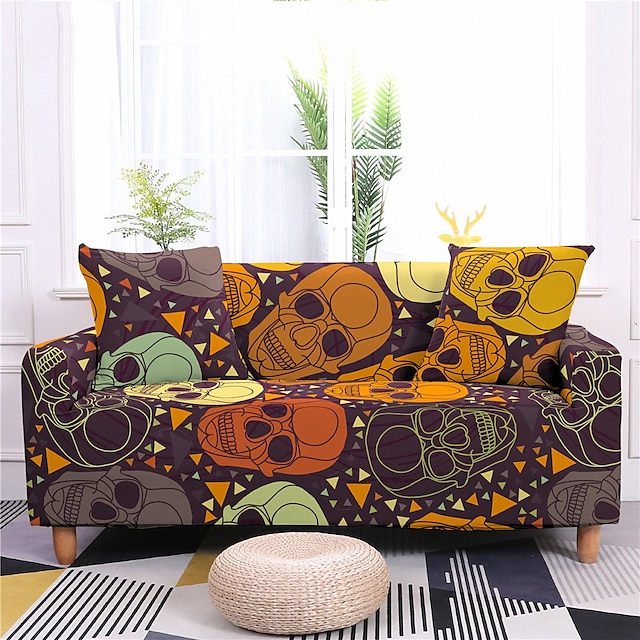 Halloween Skull Sofa Cover Stretch Slipcovers Soft Durable Couch Cover ...