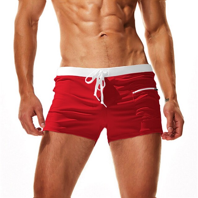 Men's Swimwear Swim Trunks Boxer Swim Shorts Lace up with Mesh lining ...