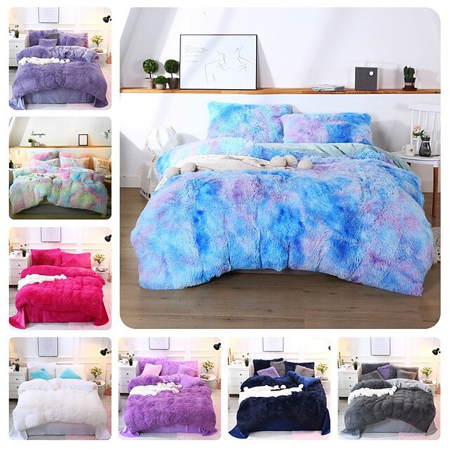 ThreePiece Plush Mink Velvet Bedding Set Warm Milk Velvet Pure Color