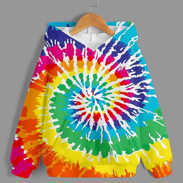 Boys 3D Tie Dye Hoodie Long Sleeve 3D Print Spring Fall Active Sports Fashion Kids 3-13 Years Outdoor Daily Indoor Regular Fit 6