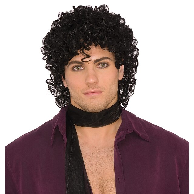 Forum Novelties 80s Rock Star Royalty Wig Black Halloween Cosplay Party Wigs2